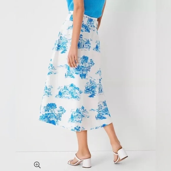 Ann Taylor Floral Tie Waist Midi Skirt - Picture 3 of 9